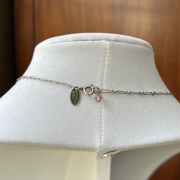 Vintage Liz Paiacios of SF Silver and Pink Crystal Floral Necklace - Picture 5 of 5